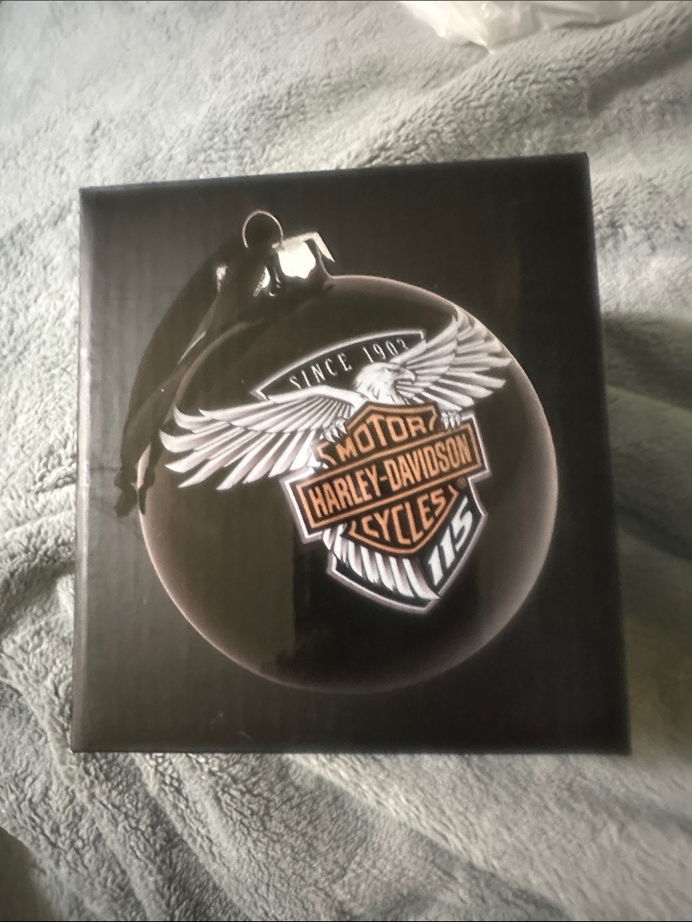 Harley-Davidson Black and Orange Logo Holiday Ornament 115 years